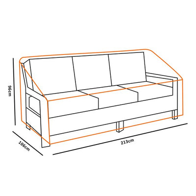 218Lx111Wx101H cm  Furniture Cover, 3 Seat Rattan Sofa - Beige/Coffee