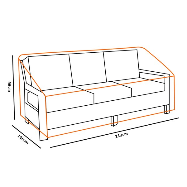 218Lx111Wx101H cm  Furniture Cover, 3 Seat Rattan Sofa - Beige/Coffee