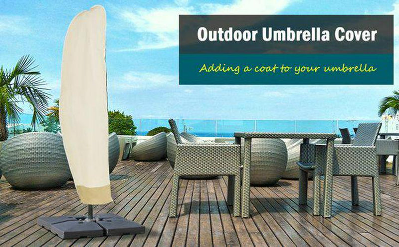 Waterproof Outdoor Garden Banana Umbrella Parasol Rain and Dusk Protector - Beige