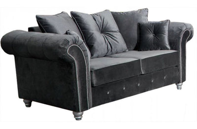 Zoey Plush 3+2 Seater sofa Grey-Button Arms