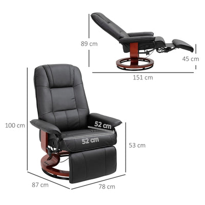 Faux Leather Manual 145° Recliner Chair - Black