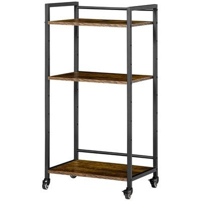 3-Tier Printer Stand, Utility Cart, Rustic Brown