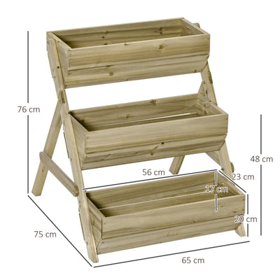 3 Tier Raised Garden Bed Wooden Elevated Planter Grow Box