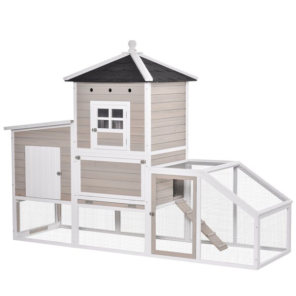 Wooden Chicken Coop Outdoor Hen House With Removable Tray Separate Nesting Box