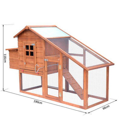 Wooden Chicken Coop With Nesting Box House - Orange