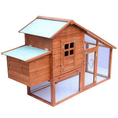 Wooden Chicken Coop With Nesting Box House - Orange