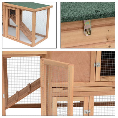 Wooden Chicken Coop Backyard Hen Cage House Poultry W/ Nesting Box Run