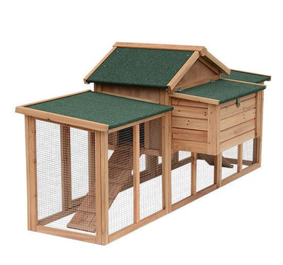 Wooden Chicken Coop Backyard Hen Cage House Poultry W/ Nesting Box Run