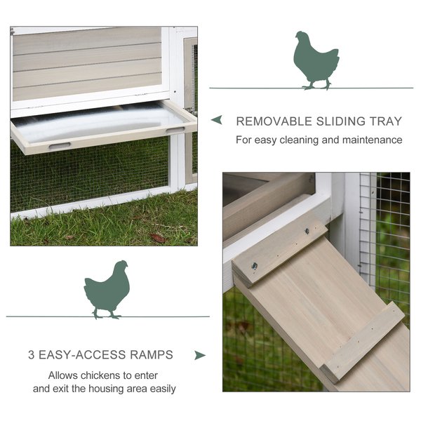 Wooden Chicken Coop Outdoor Hen House With Removable Tray Separate Nesting Box