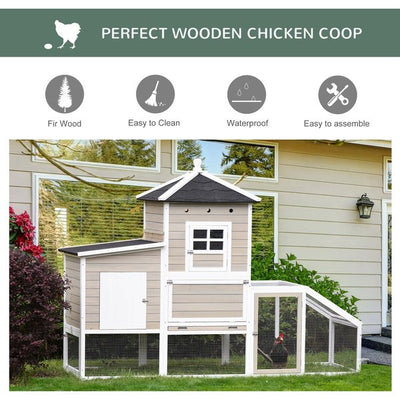 Wooden Chicken Coop Outdoor Hen House With Removable Tray Separate Nesting Box