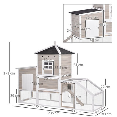 Wooden Chicken Coop Outdoor Hen House With Removable Tray Separate Nesting Box