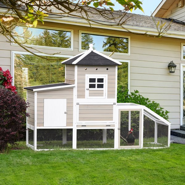 Wooden Chicken Coop Outdoor Hen House With Removable Tray Separate Nesting Box