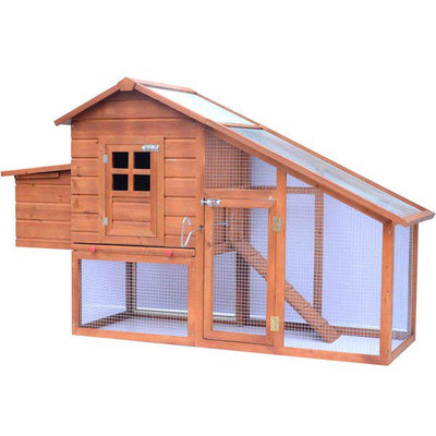 Wooden Chicken Coop With Nesting Box House - Orange