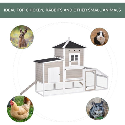 Wooden Chicken Coop Outdoor Hen House With Removable Tray Separate Nesting Box