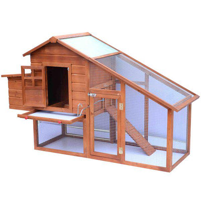 Wooden Chicken Coop With Nesting Box House - Orange