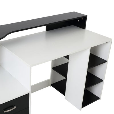 140L x 55D x 92H cm. Wooden Computer Desk Writing Desk Office Table - Black/White