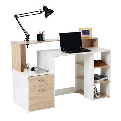 Wooden Computer Desk 140Lx55Dx92H Cm - Oak/White