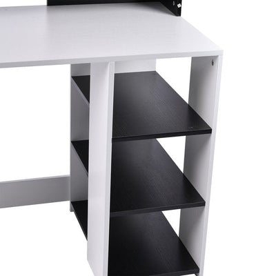 140L x 55D x 92H cm. Wooden Computer Desk Writing Desk Office Table - Black/White