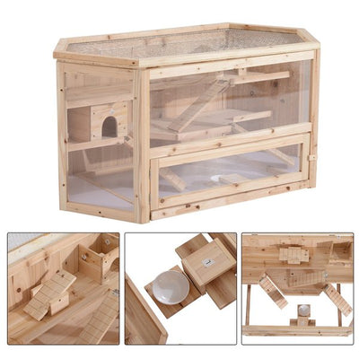 Wooden Hamster Cage Rat Mouse Rodent Small Pet Animal Hut Box, 115Lx60Wx58H Cm