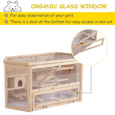 Wooden Hamster Cage Rat Mouse Rodent Small Pet Animal Hut Box, 115Lx60Wx58H Cm