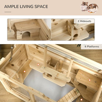 Jaula de madera para hámster, kit para roedores y animales pequeños, casa de juegos para interior