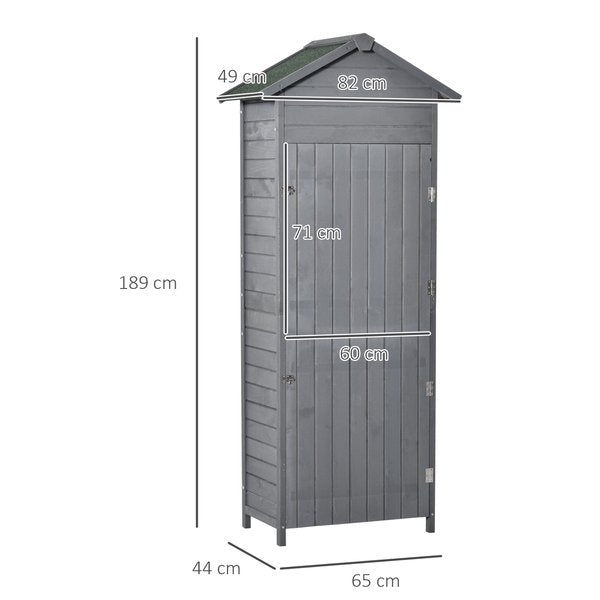 Wooden Shed Utility Timber Storage Tool Cabinet With Lockable Door - Grey