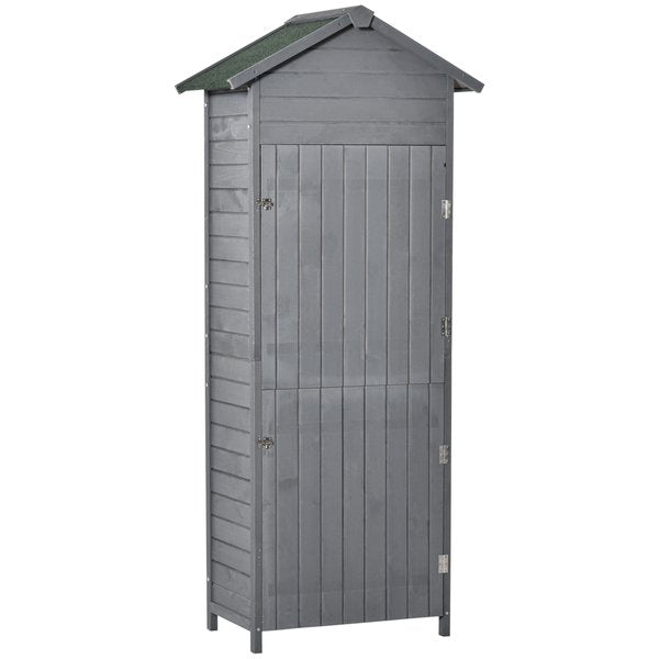 Wooden Shed Utility Timber Storage Tool Cabinet With Lockable Door - Grey