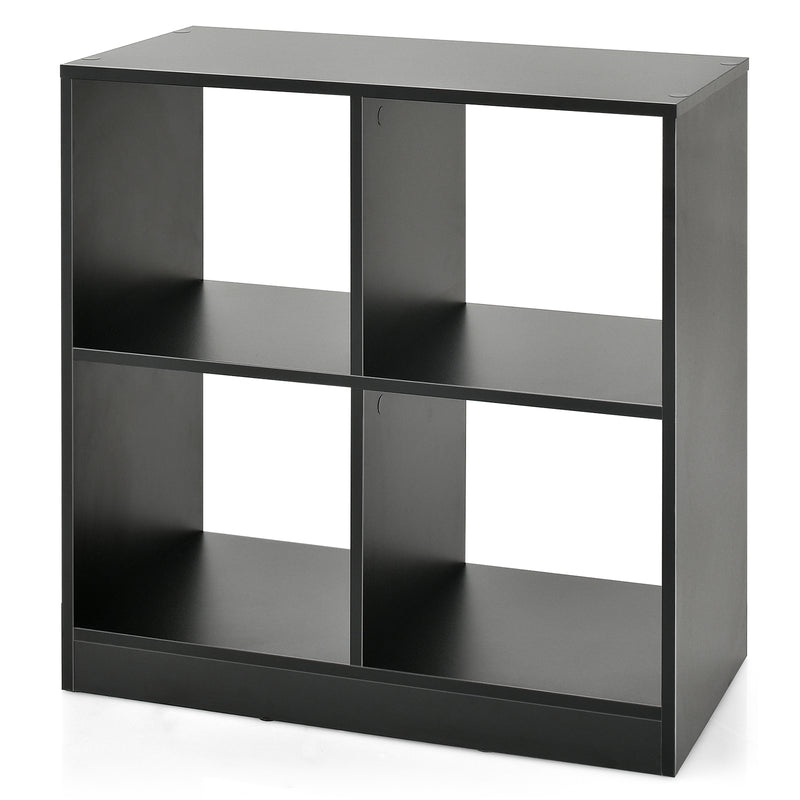 4-cube Wooden Storage Cabinet with Anti-Toppling Device -Black