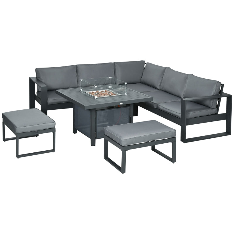 6 PCs Aluminium Garden Furniture Set- Grey