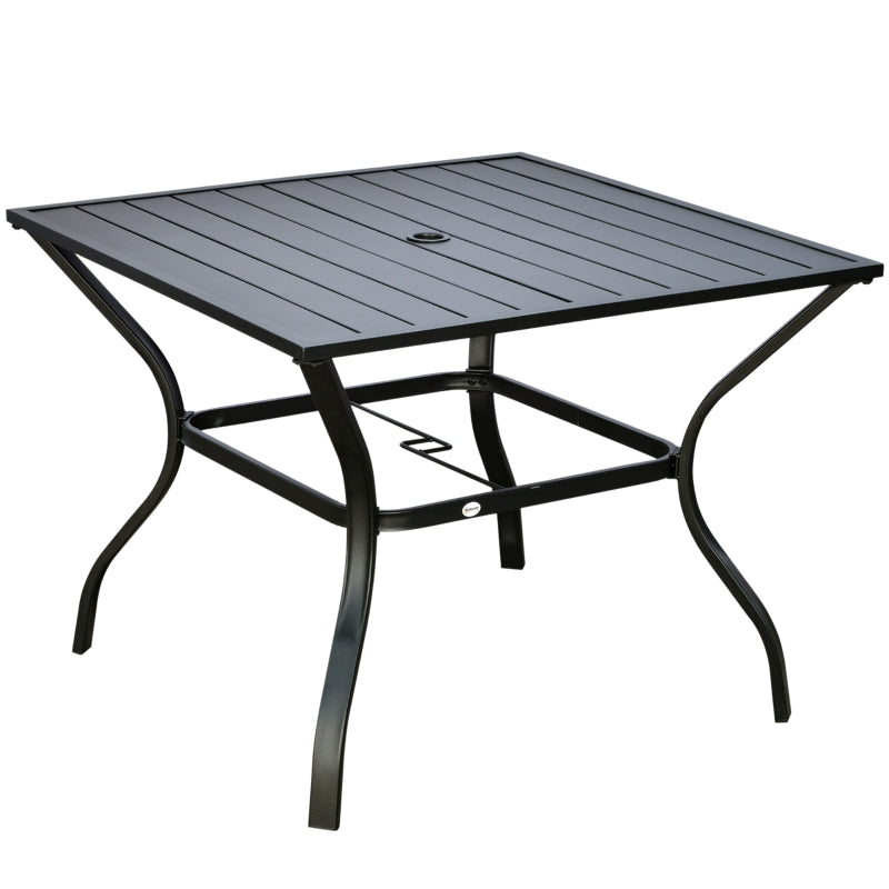 Garden Table With Parasol Hole- Black