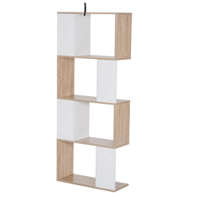 Four-Tier Double 'S' Shelving Unit - White And Oak Tone