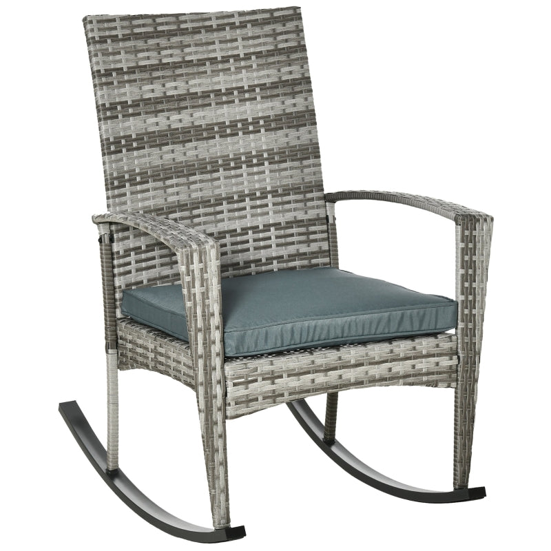 Rattan Rocking Chair- Light Grey