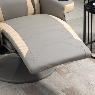 Manual Recliner Armchair PU Leather Lounge , Grey