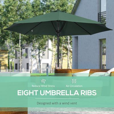 Outsunny Garden Parasol Umbrella, Outdoor Market Table Umbrella Sun Shade Canopy with 8 Ribs, Green