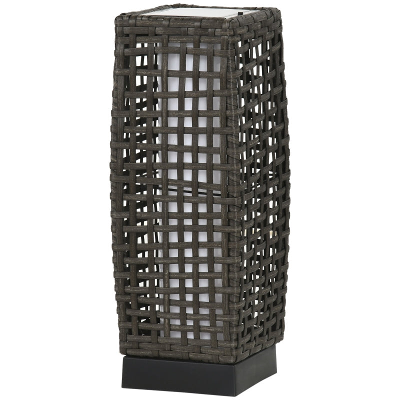 Outdoor Rattan Solar Lantern, Grey