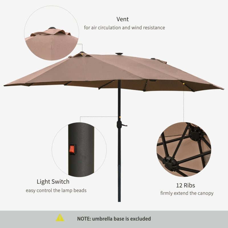 Double-Sided Umbrella Patio LED Solar Lights Khaki