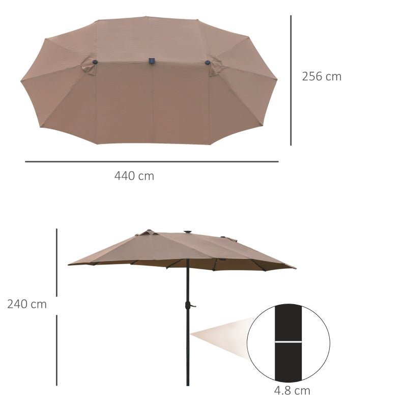 Double-Sided Umbrella Patio LED Solar Lights Khaki