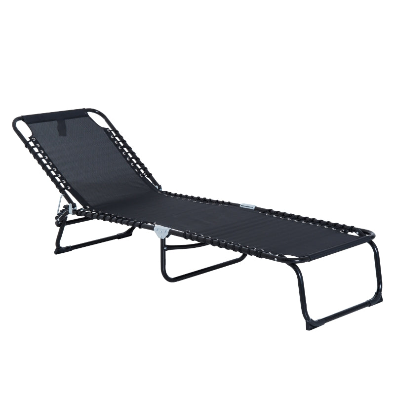 Folding Lounger Beach Chaise Chair - Black