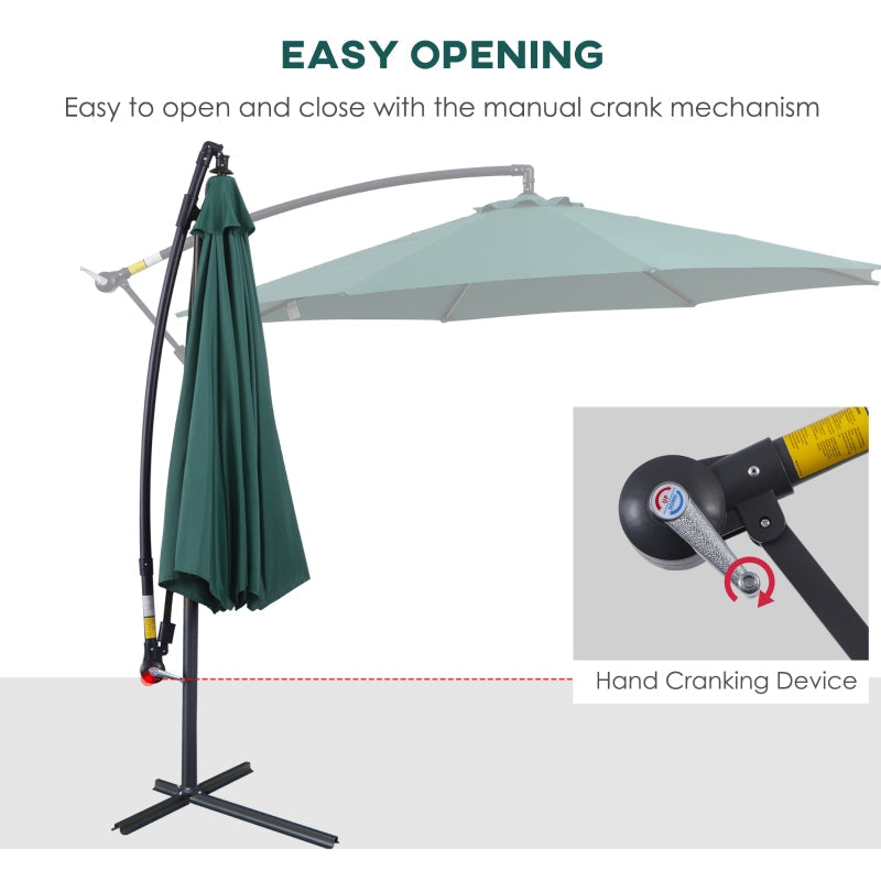 Garden Banana Parasol Hanging Cantilever Umbrella - Dark Green