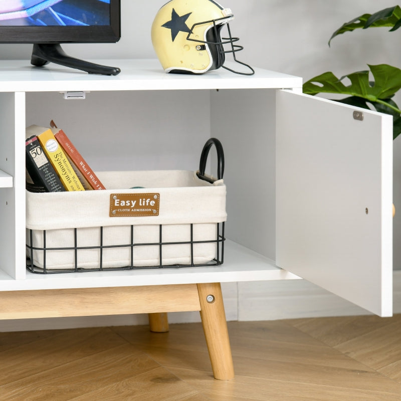 Wooden Base Longline TV Stand, With Side Cabinet