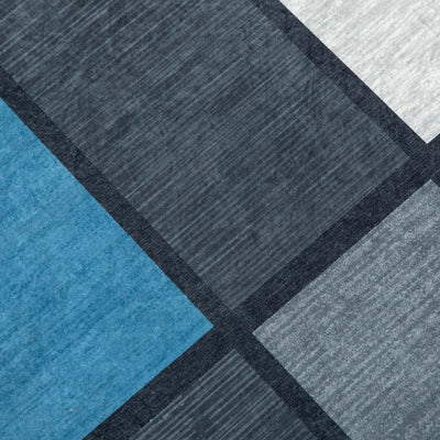 HOMCOM Modern Geometric Rugs, Large Carpet Area Rugs for Living Room, Bedroom, Dining Room, 80x150 cm, Blue and Grey