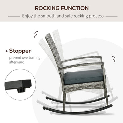 Rattan Rocking Chair- Light Grey