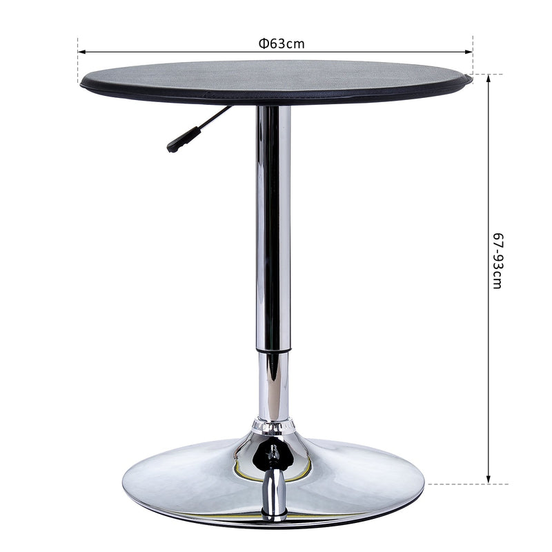 HOMCOM Adjustable Round Bistro Bar Table with PVC Leather Top Steel Base Home Kitchen Dining Desk  Black