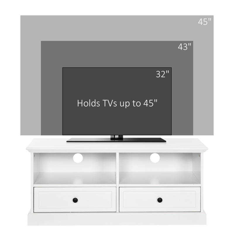 Classic-Look TV Cabinet, With Storage - White