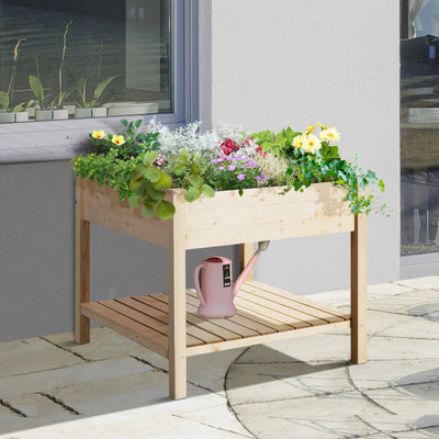 Elevated Fir Wood Plant Box -Natural Colour