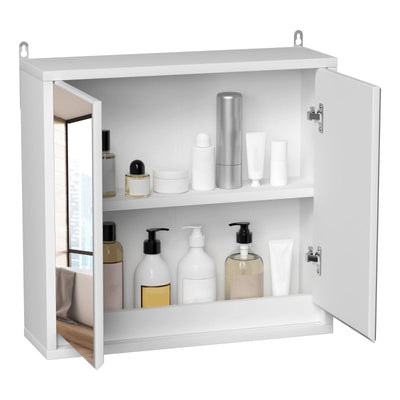 Wall Mounted Mirror Cabinet With Storage Shelf ,White