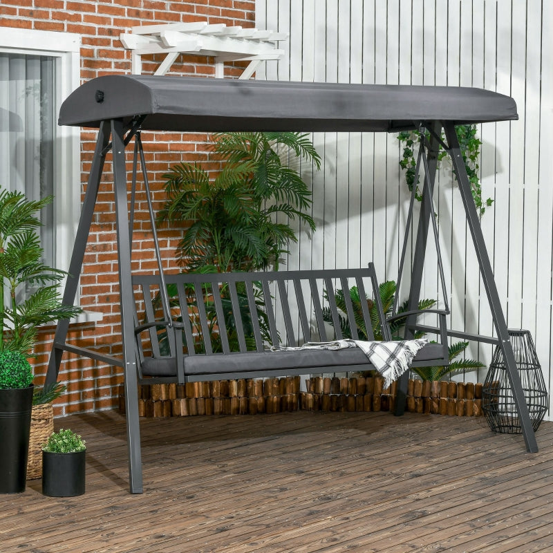 3-Seat Garden Swing Chair- Dark Grey