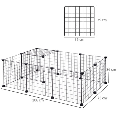 PawHut Modular Pet Playpen Metal Wire, 106Lx73Wx36Hcm-Black