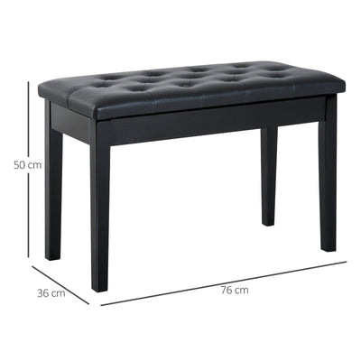 PU Leather Upholstered Piano Stool Makeup Bench, Black