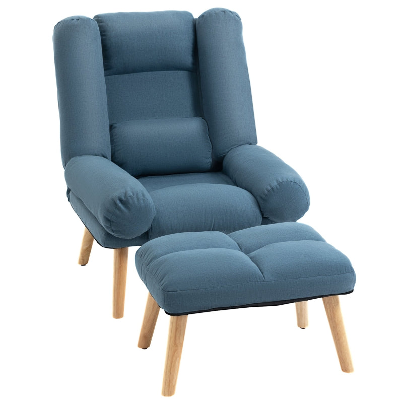 Three-Position Reclining Armchair- Blue